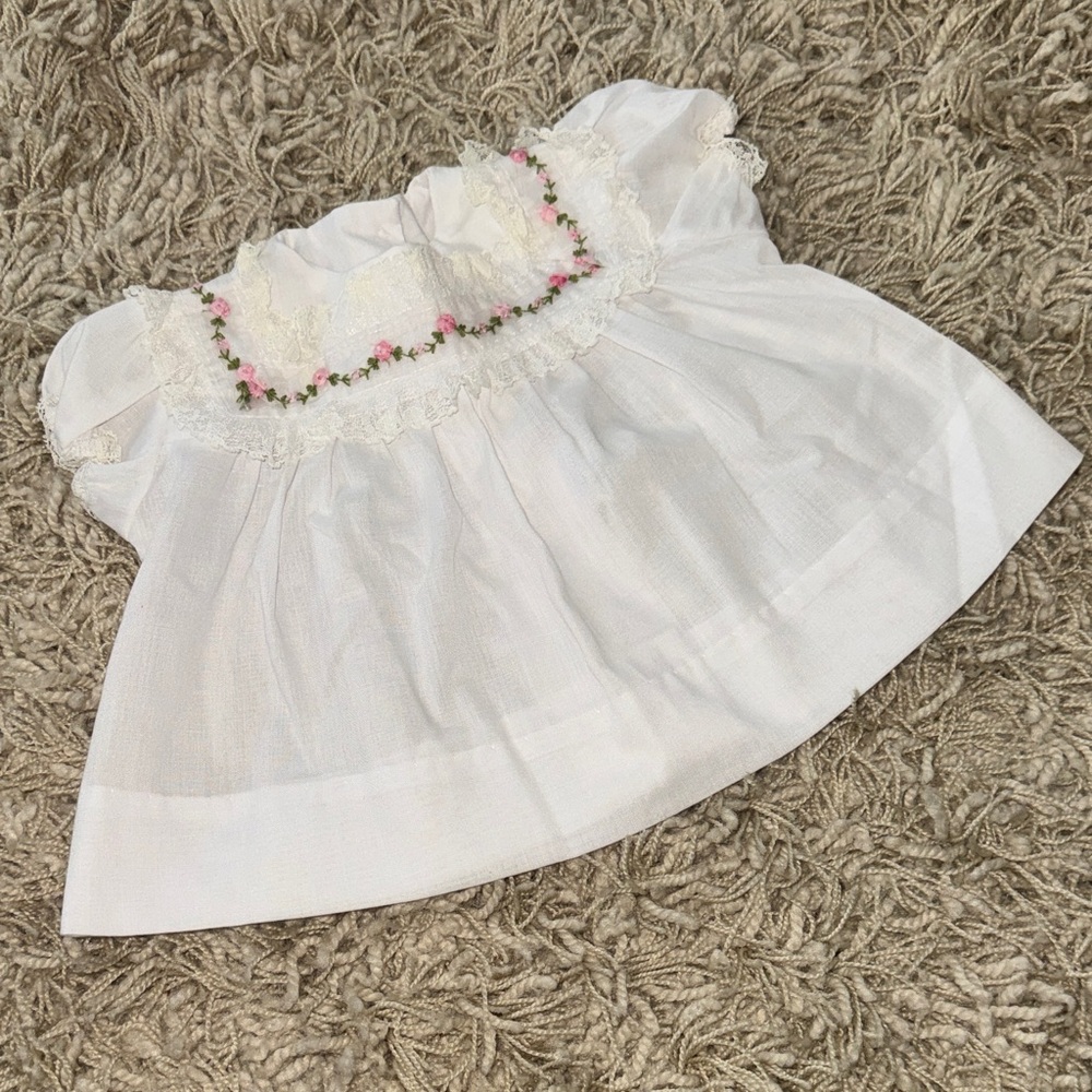Alexis White Blouse with Pink Floral Embroidery